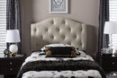 Marcy Light Beige Fabric Button-Tufted Scalloped Twin Size Headboard Baxton