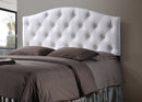 Marcy Full Size White Faux Leather Upholstered Button-tufted Scalloped Headboard Baxton