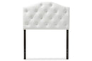 Marcy White Faux Leather Button-Tufted Scalloped Twin Size Headboard Baxton