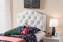 Marcy White Faux Leather Button-Tufted Scalloped Twin Size Headboard Baxton