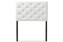Leena White Faux Leather Button-Tufted Twin Size Headboard Baxton