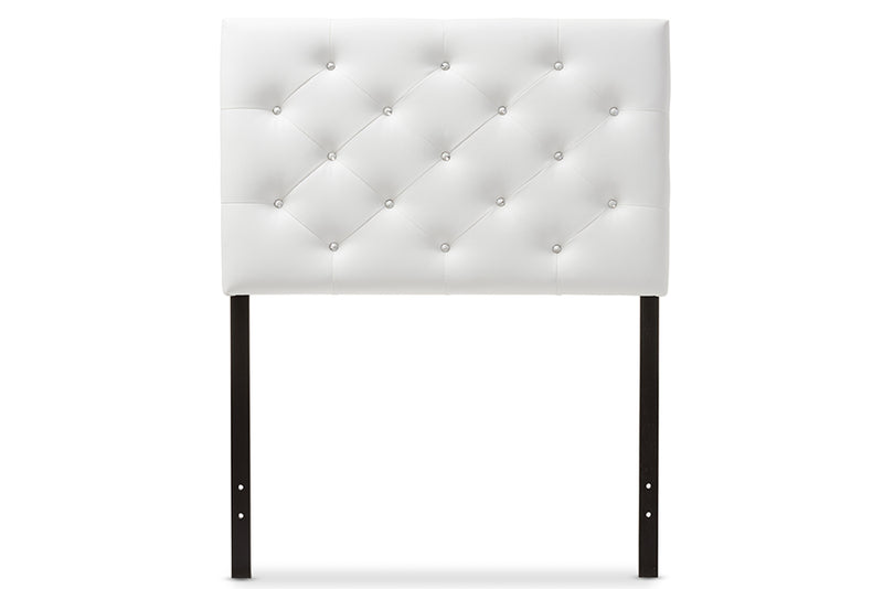 Leena Modern and Contemporary White Faux Leather Upholstered Button-Tufted Twin Size Headboard