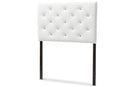 Leena White Faux Leather Button-Tufted Twin Size Headboard Baxton