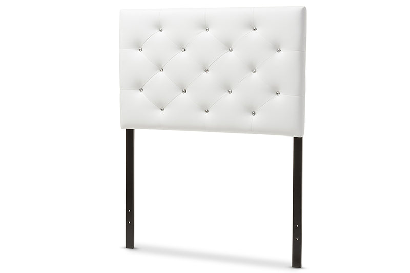 Leena Modern and Contemporary White Faux Leather Upholstered Button-Tufted Twin Size Headboard