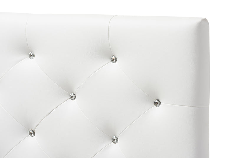 Leena Modern and Contemporary White Faux Leather Upholstered Button-Tufted Twin Size Headboard
