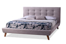 Fadri Beige Fabric Upholstered Queen Size Platform Bed Baxton