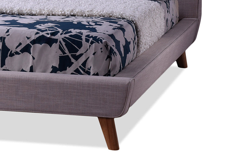 Fadri Beige Fabric Upholstered Full Size Platform Bed Baxton