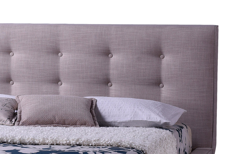 Fadri Beige Fabric Upholstered King Size Platform Bed Baxton