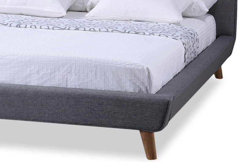 Fadri Scandinavian Style Mid-century Gray Fabric Upholstered Full Size Platform Bed