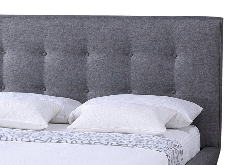 Fadri Gray Fabric Upholstered Queen Size Platform Bed Baxton
