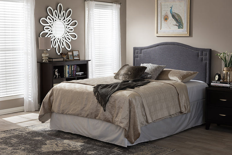 Sadie Dark Gray Fabric Upholstered King Size Headboard Baxton