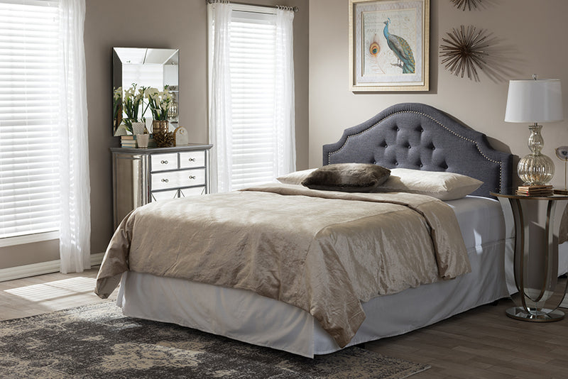 Halen Modern and Contemporary Dark Gray Fabric Upholstered King Size Headboard