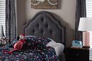 Halen Dark Gray Fabric Upholstered Twin Size Headboard Baxton