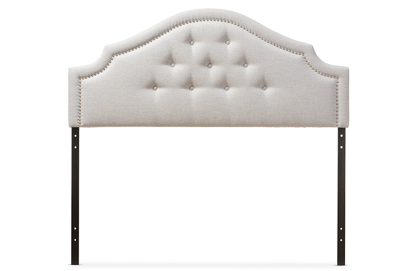 Halen Modern and Contemporary Grayish Beige Fabric Upholstered Queen Size Headboard