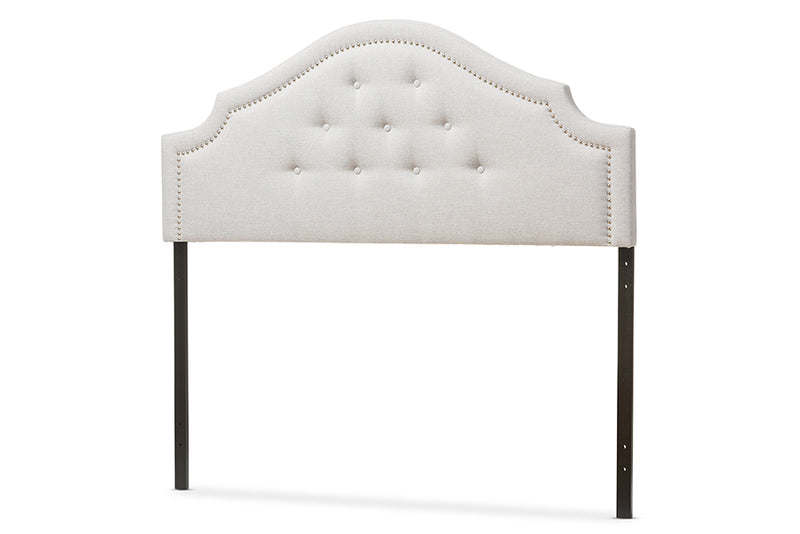 Halen Modern and Contemporary Grayish Beige Fabric Upholstered Queen Size Headboard