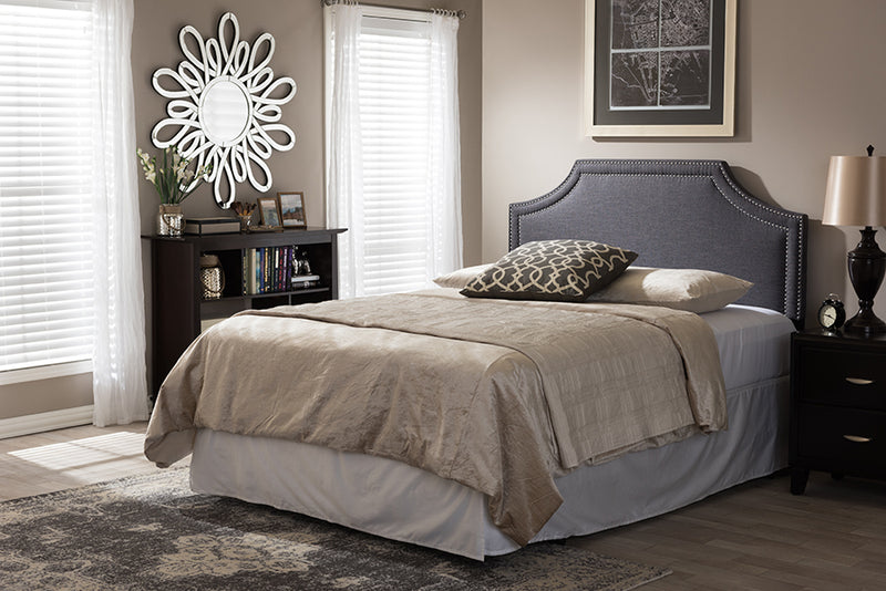 Aimi Modern and Contemporary Dark Gray Fabric Upholstered King Size Headboard