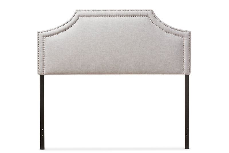 Aimi Modern and Contemporary Grayish Beige Fabric Upholstered Full Size Headboard