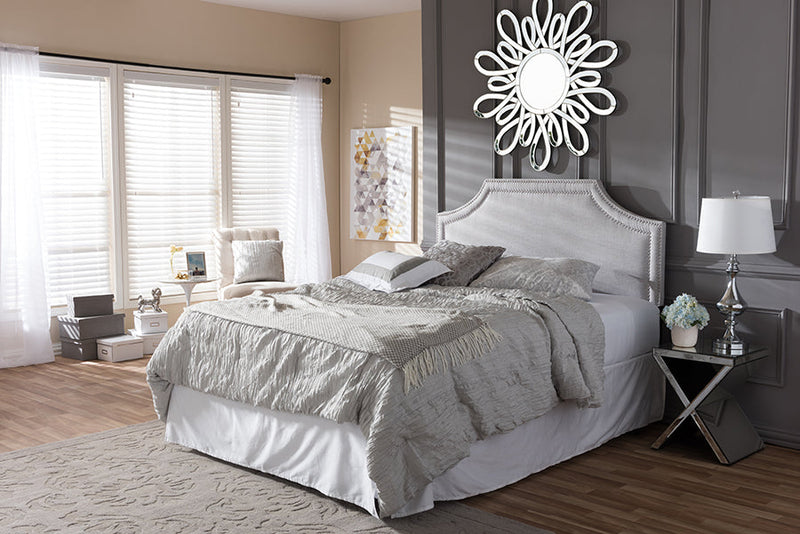 Aimi Grayish Beige Fabric Upholstered Full Size Headboard Baxton