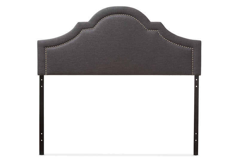 Morigan Modern and Contemporary Dark Gray Fabric Upholstered Queen Size Headboard