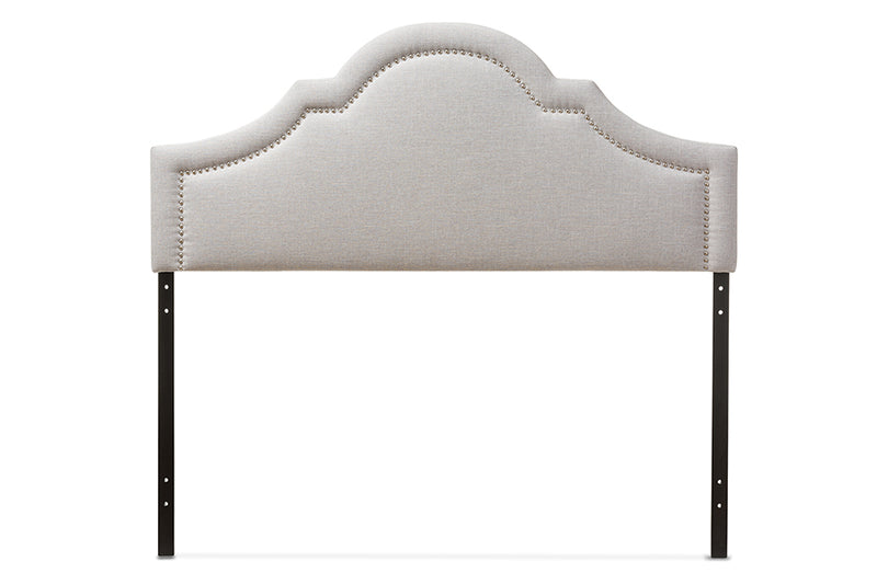 Morigan Modern and Contemporary Grayish Beige Fabric Upholstered Queen Size Headboard