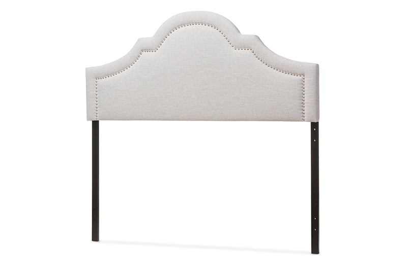 Morigan Modern and Contemporary Grayish Beige Fabric Upholstered Queen Size Headboard