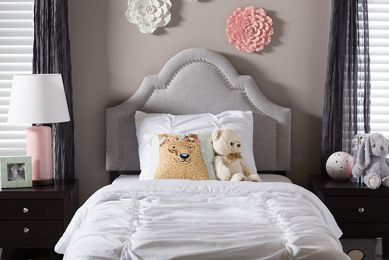 Morigan Modern and Contemporary Grayish Beige Fabric Upholstered Twin Size Headboard 