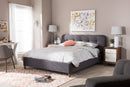 Tonia Dark Gray Fabric King Size Grid-Tufting Platform Bed Baxton