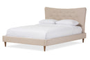 Dannon Beige Linen Queen Size Platform Bed Baxton