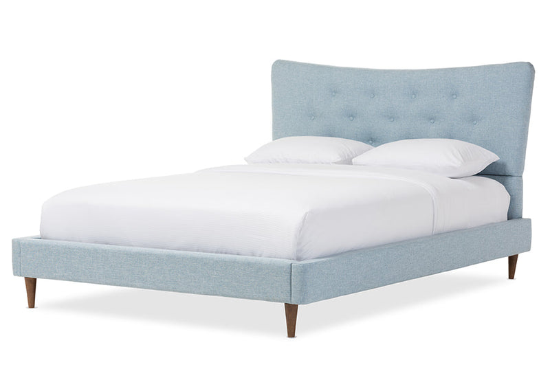 Dannon Sky Blue King Size Fabric Platform Bed Baxton