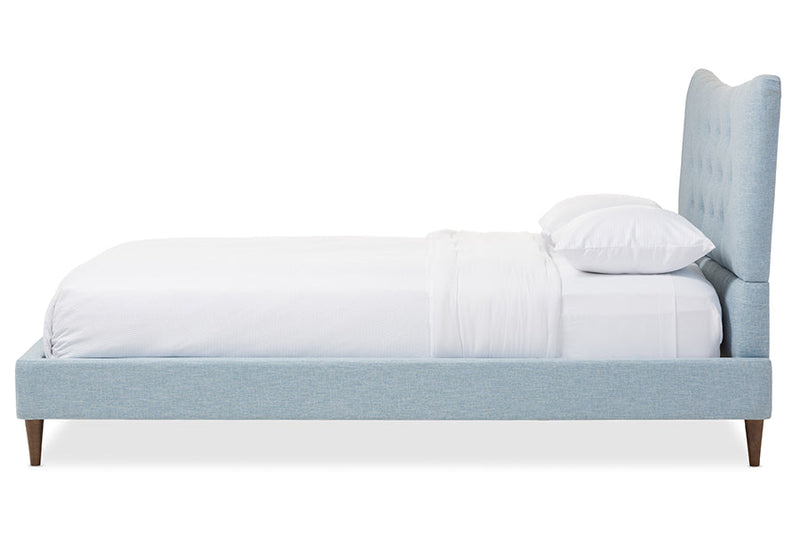 Dannon Sky Blue King Size Fabric Platform Bed Baxton