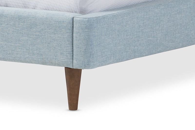 Dannon Sky Blue King Size Fabric Platform Bed Baxton