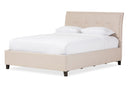 Venedict Beige Mix-Linen Queen Size Storage Platform Bed Baxton
