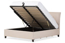 Venedict Beige Mix-Linen Queen Size Storage Platform Bed Baxton