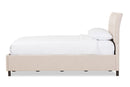 Venedict Beige Mix-Linen Queen Size Storage Platform Bed Baxton