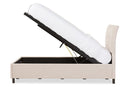 Venedict Beige Mix-Linen Queen Size Storage Platform Bed Baxton