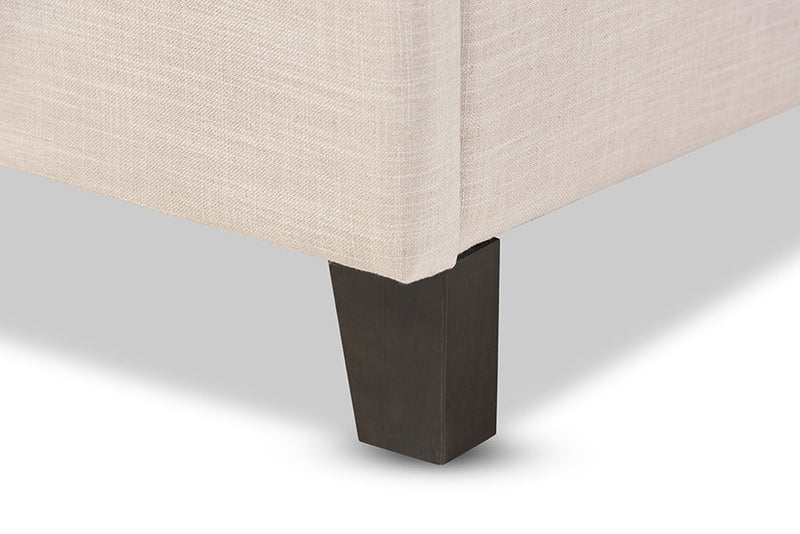 Venedict Beige Mix-Linen Queen Size Storage Platform Bed Baxton