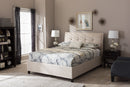 Venedict Beige Mix-Linen Queen Size Storage Platform Bed Baxton