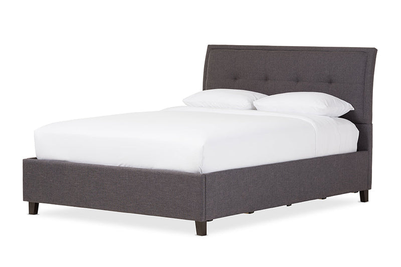 Venedict Dark Gray Fabric Queen Size Storage Platform Bed Baxton