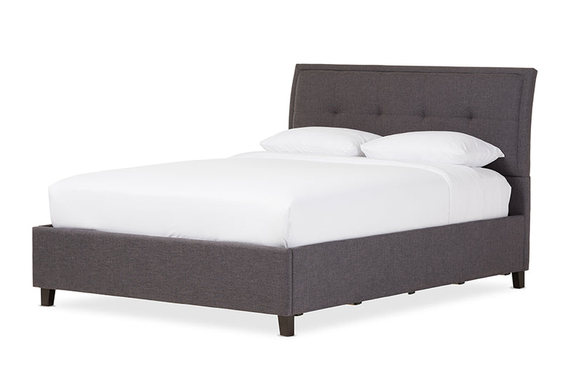 Venedict Modern and Contemporary Dark Gray Fabric Queen Size Storage Platform Bed