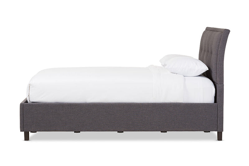 Venedict Dark Gray Fabric Queen Size Storage Platform Bed Baxton