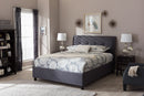 Venedict Dark Gray Fabric Queen Size Storage Platform Bed Baxton
