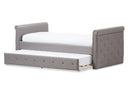 Galen Gray Fabric Tufted Twin Size Daybed w/Roll-out Trundle Baxton