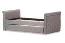 Galen Gray Fabric Tufted Twin Size Daybed w/Roll-out Trundle Baxton