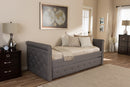 Galen Gray Fabric Tufted Twin Size Daybed w/Roll-out Trundle Baxton