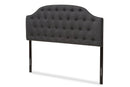 Nikko Dark Gray Fabric Upholstered Scalloped Buttoned Queen Size Headboard Baxton