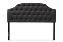 Nikko Dark Gray Fabric Upholstered Scalloped Buttoned Queen Size Headboard Baxton