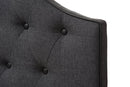 Nikko Dark Gray Fabric Upholstered Scalloped Buttoned Queen Size Headboard Baxton