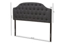Nikko Dark Gray Fabric Upholstered Scalloped Buttoned Queen Size Headboard Baxton