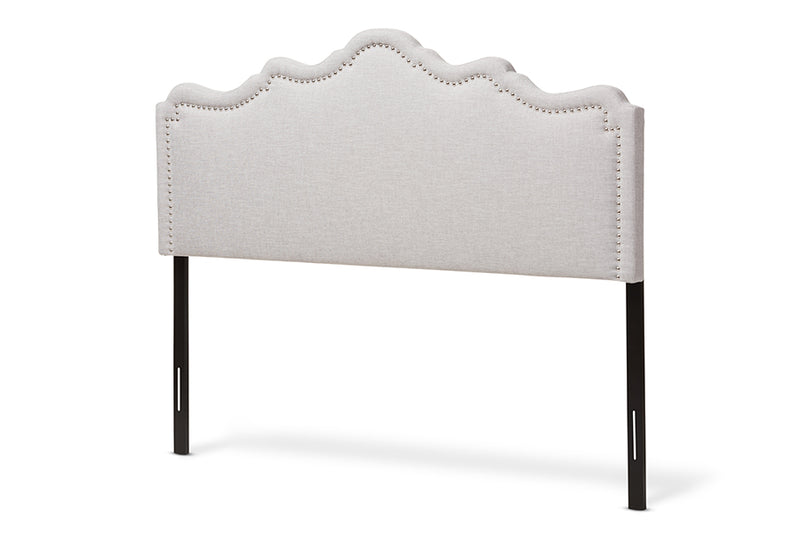 Carlyn Modern and Contemporary Greyish Beige Fabric Queen Size Headboard
