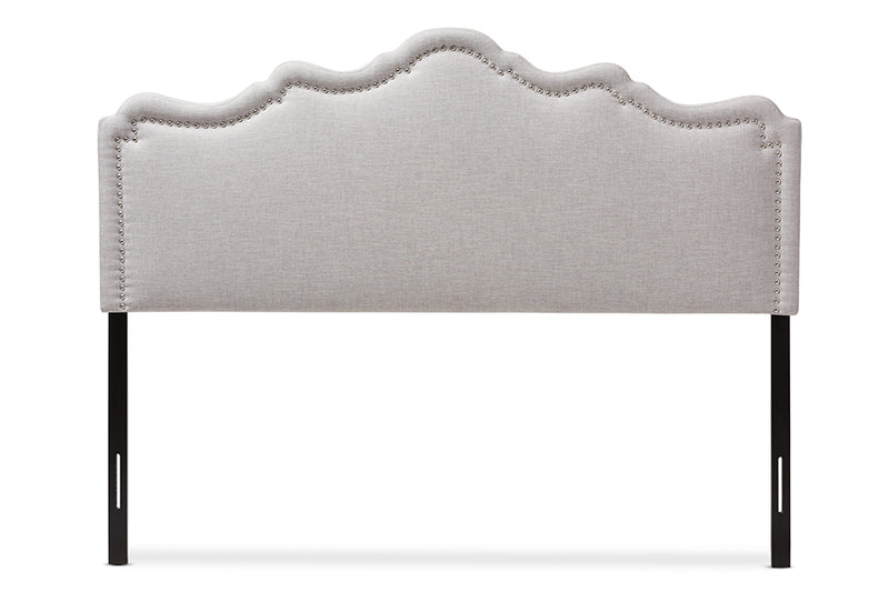 Carlyn Modern and Contemporary Greyish Beige Fabric Queen Size Headboard
